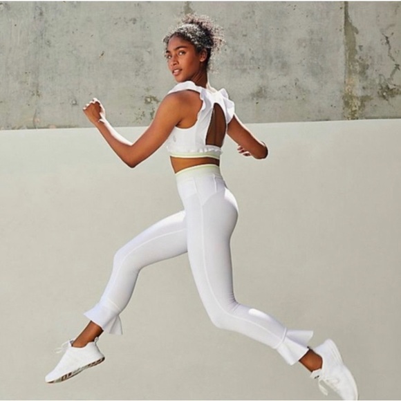 Free People Ruffle Hem Sanctuary Leggings White - Picture 2 of 16